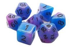 OSD 7 Piece DnD RPG Dice Set: Glow Dice - Blue & Purple